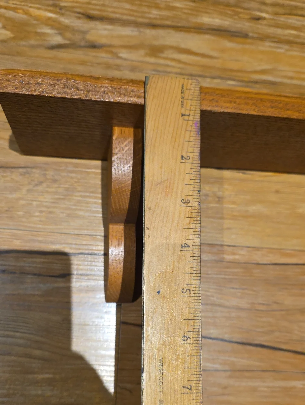 Wooden Wall Shelf with Double Hooks - Brown